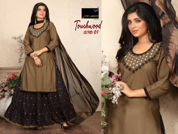  Manjeera Touchwood Rayon Designer Exclusive Readymade Suit